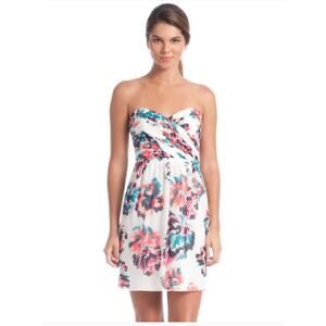 Shoshanna Silk Strapless A Line Dress Floral Size 4